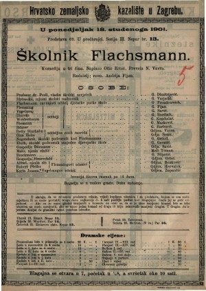 Školnik Flachsmann : komedija u tri čina / napisao Otto Ernst