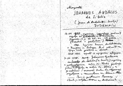 Johannes Andalus de Sibilia : magister : Dubrovnik : Juan di Andaluzia-Sevilja