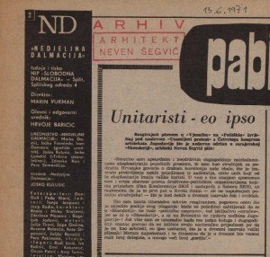 Unitaristi – eo ipso : Nedjeljna Dalmacija