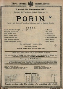 Porin : opera u pet činova / od Vatroslava Lisinskoga