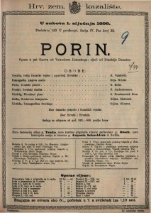 Porin : Opera u pet činova / od Vatroslava Lisinskoga