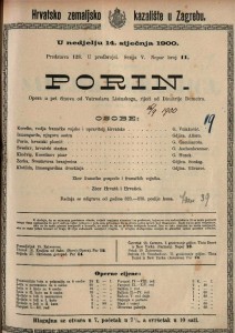 Porin : opera u pet činova / od Vatroslava Lisinskoga