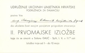 Pozivnica za II. Prvomajsku izložbu u Splitu