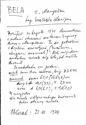 Bela ž. Margečan kap. Uzašašća Marijina