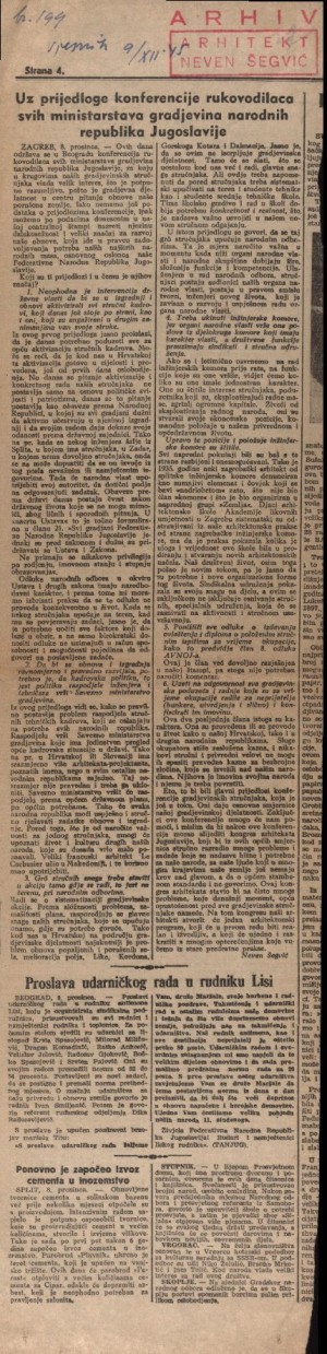 Uz prijedloge konferencije rukovodilaca svih ministarstava gradjevina narodnih republika Jugoslavije : Vjesnik