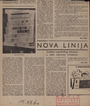 Nova linija : Značenje zagrebačkog nebodera u našoj najnovijoj arhitekturi