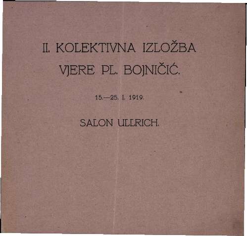 II. kolektivna izložba Vjere pl. Bojničić