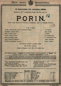 Porin : Opera u pet činova / od Vatroslava Lisinskoga