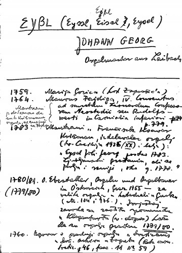 Eyßl (Eyssl, Eisel, Eißl, Eysel) Johann Georg : Orgelmacher aus Laibach