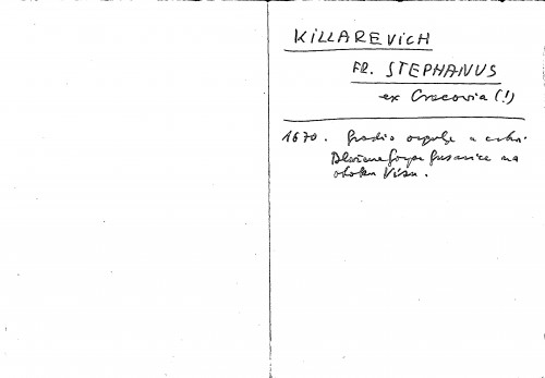 Killarevich Fr. Stephanus : ex Cracovia