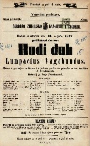 Hudi duh Lumpacius Vagabundus : gluma s pjevanjem u 3 čina i s jednom predigrom / priredio za narodno kazalište J. Freundereich