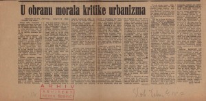 U obranu morala kritike urbanizma : Slobodna Dalmacija