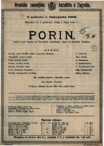 Porin : Opera u pet činova / od Vatroslava Lisinskoga