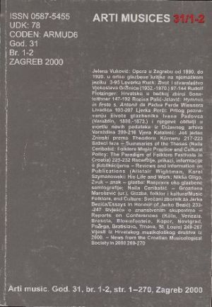 God. 31(2000), br. 1-2 / glavna i odgovorna urednica Vjera Katalinić