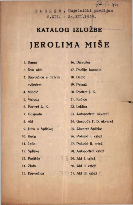 Katalog izložbe Jerolima Miše