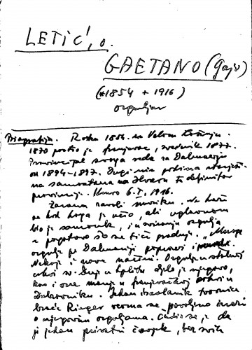 Letić o. Gaetano (Gajo) : orguljar