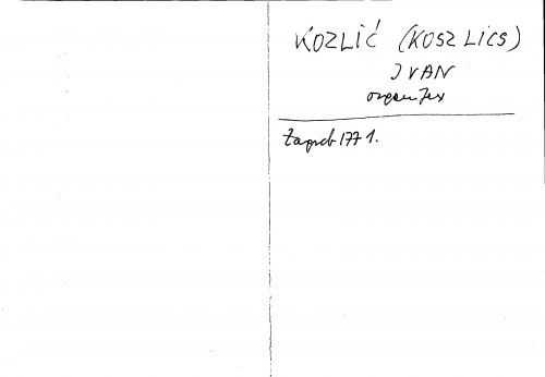 Kozlić (Koszlics) Ivan : orguljar