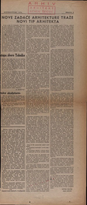 Nove zadaće arhitekture traže novi tip arhitekta : Studentski list