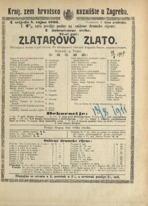 Zlatarovo zlato : Historijska drama u pet činova / prema istoimenom romanu Augusta Šenoe