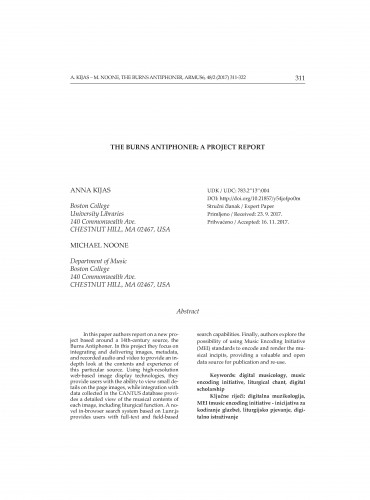 The Burns antiphoner: a project report / Anna Kijas, Michael Noone