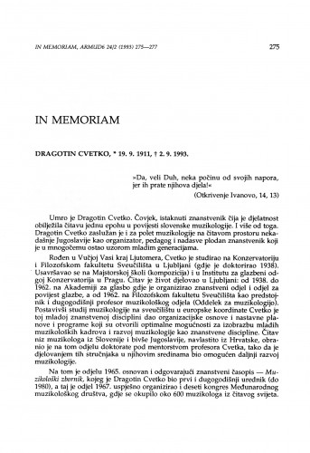 Dragotin Cvetko (19.9.1911. - 2.9.1993.) / Koraljka Kos