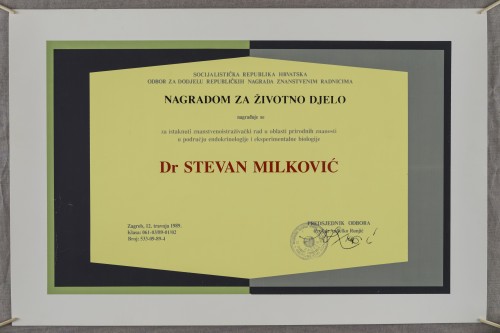 Nagrada za životno djelo dr. Stevanu Milkoviću