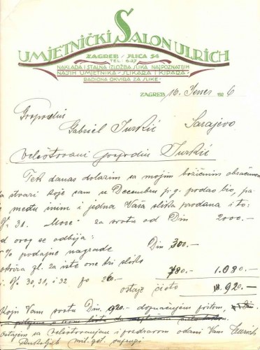 Dopis Antuna Ullricha Gabrijelu Jurkiću, 16.1.1926.