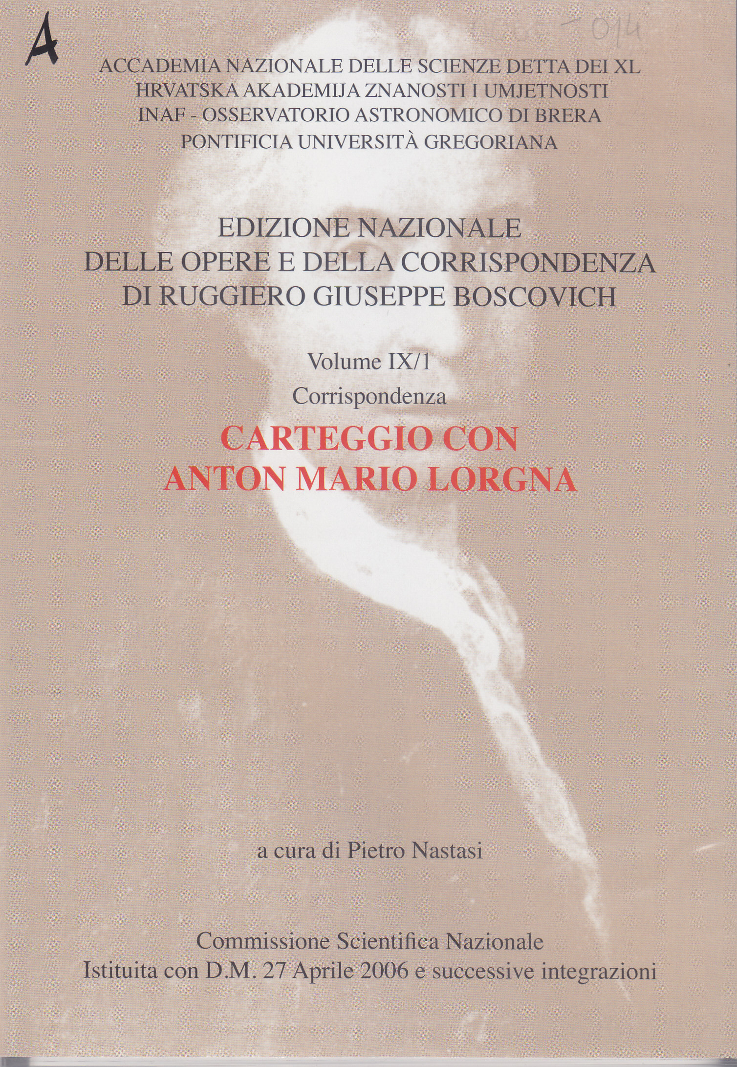 Carteggio con Anton Mario Lorgna : Corrispondenza / a cura di Pietro Nastasi