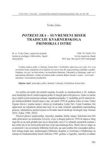 Potresujka - suvremeni biser tradicije Kvarnerskoga primorja i Istre / Tvrtko Zebec