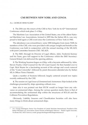CMI between New York and Genoa / Giorgio Berlingieri