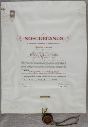 Diploma magistra farmacije Arthura Kräuterblütha