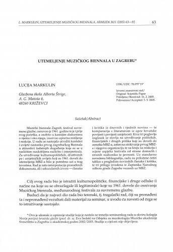 Utemeljenje Muzičkog biennala u Zagrebu / Lucija Markulin