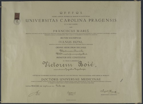 Diploma doktora medicine Viktora Boića