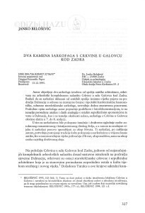 Dva kamena sarkofaga s Crkvine u Galovcu kod Zadra / Janko Belošević
