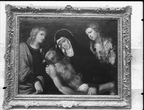 Katedrala Uznesenja Blažene Djevice Marije (sv. Dujma) (Split) : sakristija, Oplakivanje Krista, tempera na dasci, 16. st. (Bernardino i Giovanni d'Asolo)