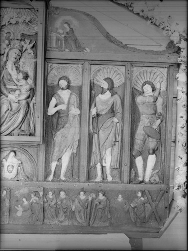 Crkva svetog Klementa (Klimno) : poliptih Bogorodice s Djetetom, 15. st., detalj (Radionica: Paolo Campsa)