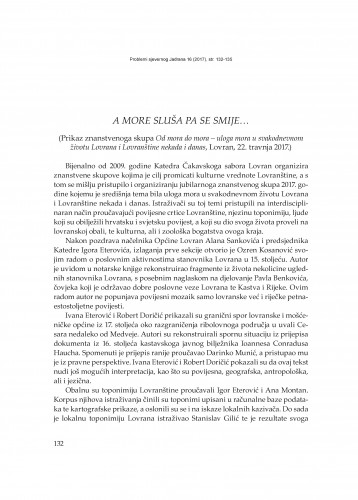 A more sluša pa se smije...(Prikaz znanstvenog skupa Od mora do mora - uloga mora u svakodnevnom životu Lovrana i Lovrenštine nekada i danas, Lovran, 22. travnja 2017.) : [prikaz] / Mateja Fumić