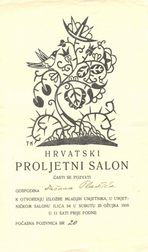 Pozivnica za 1. izložbu Hrvatskog proljetnog salona