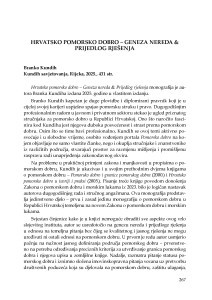 Hrvatsko pomorsko dobro – Geneza nereda & Prijedlog rješenja : Branko Kundih, Kundih savjetovanja, Rijeka, 2025.
 : [prikaz] / Iva Tuhtan Grgić
