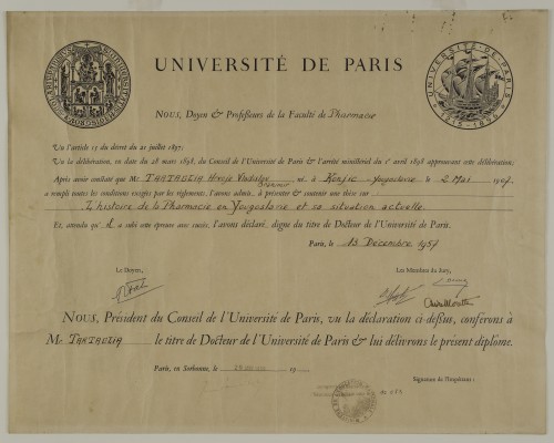 Doktorska diploma Hrvoja Tartalje