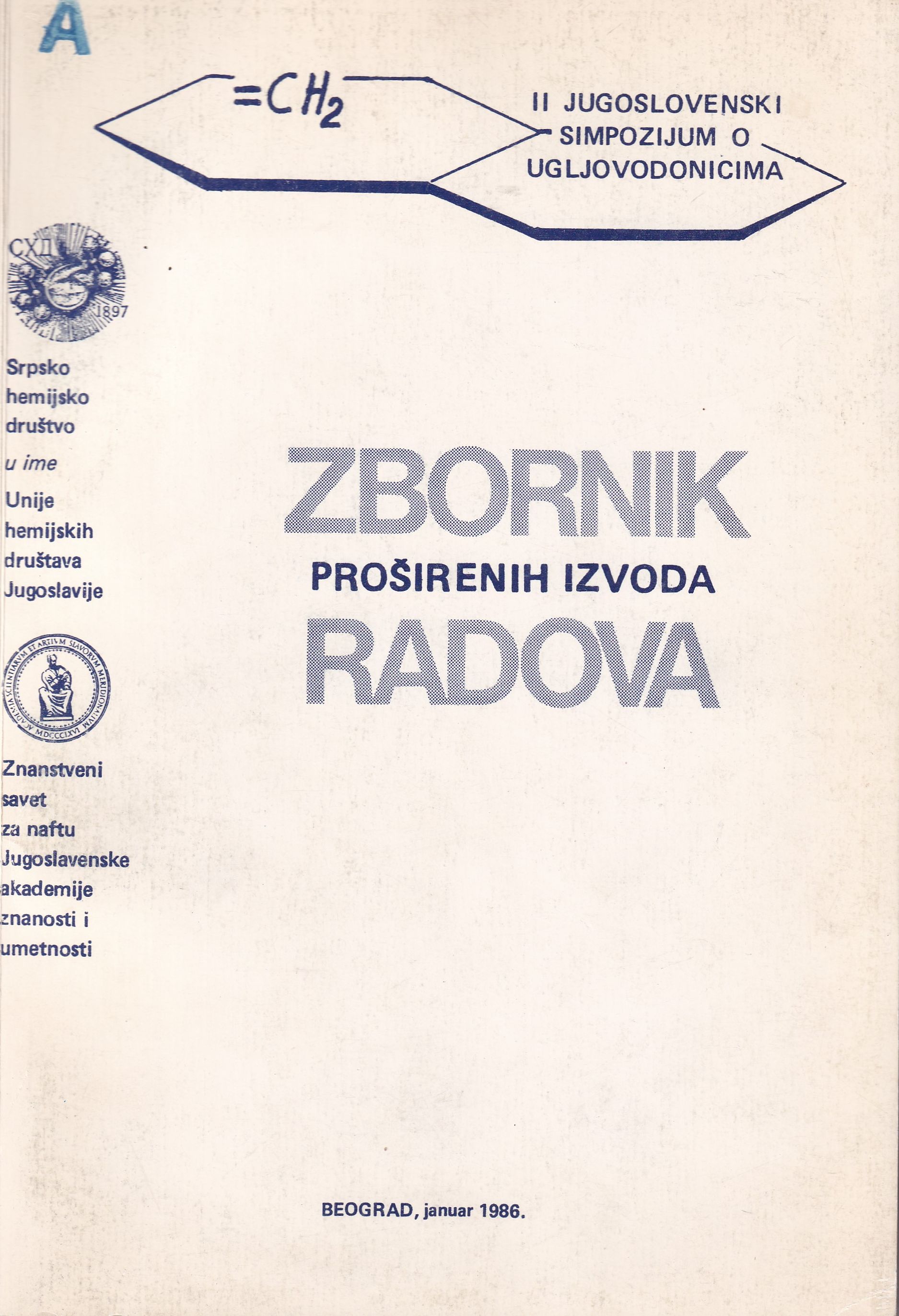 Drugi jugoslovenski simpozij o ugljovodonicima : prošireni izvodi radova, Beograd, 16-19. januar 1986. / urednici Dragomir Vitorović, Vojin Krsmanović