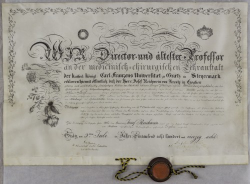 Diploma liječnika Josefa Reichweina