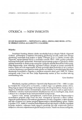 Julije Bajamonti : nepoznata arija 