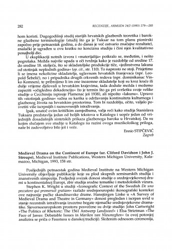 Medieval drama on the continent of Europe, ur. Cliford Davidson i John J. Stroupe, Michigan, 1993. / Ennio Stipčević