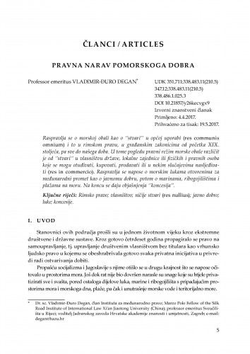 Pravna narav pomorskoga dobra / Vladimir-Đuro Degan