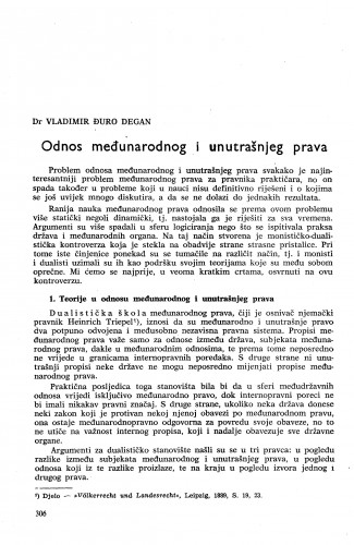Odnos međunarodnog i unutrašnjeg prava / Vladimir Đuro Degan