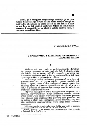 O sprečavanju i rješavanju unutrašnjih i lokalnih sukoba / Vladimir-Đuro Degan