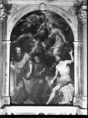 Crkva svete Katarine (sv. Dominika) (Split) : Bogorodica s Djetetom, sv. Pavao, sv. Katarina Aleksandrijska, sv. Kvirin, ulje na platnu, kraj 17. st. (Antonio Zanchi)