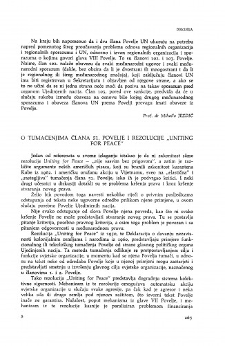 O tumačenju člana 51. Povelje i rezolucije ''Uniting for Peace'' / V.Đ. Degan