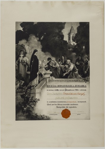 Povelja dopisnog člana mađarskog dermatološkog društva - Povelja dodijeljena dr. Franji Kogoju